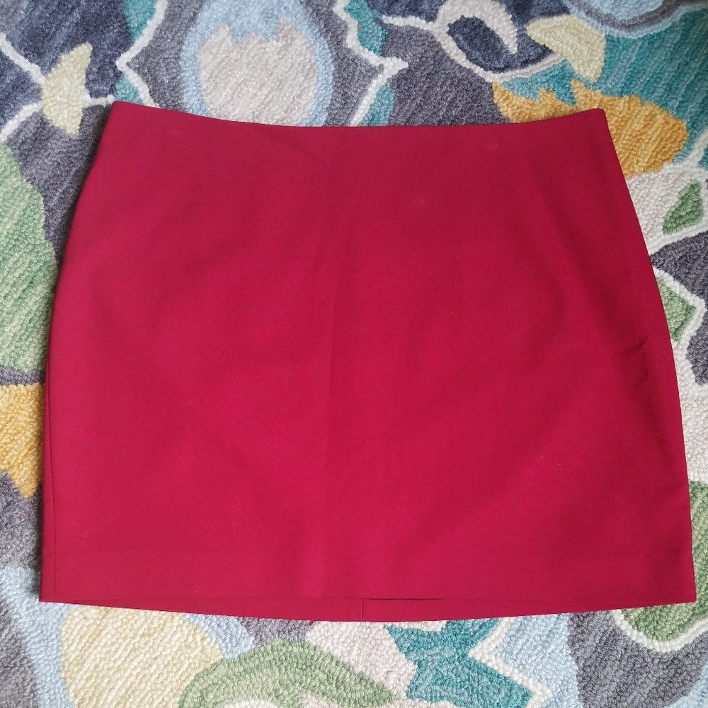 Red A-Line Hidden Zipper Skirt